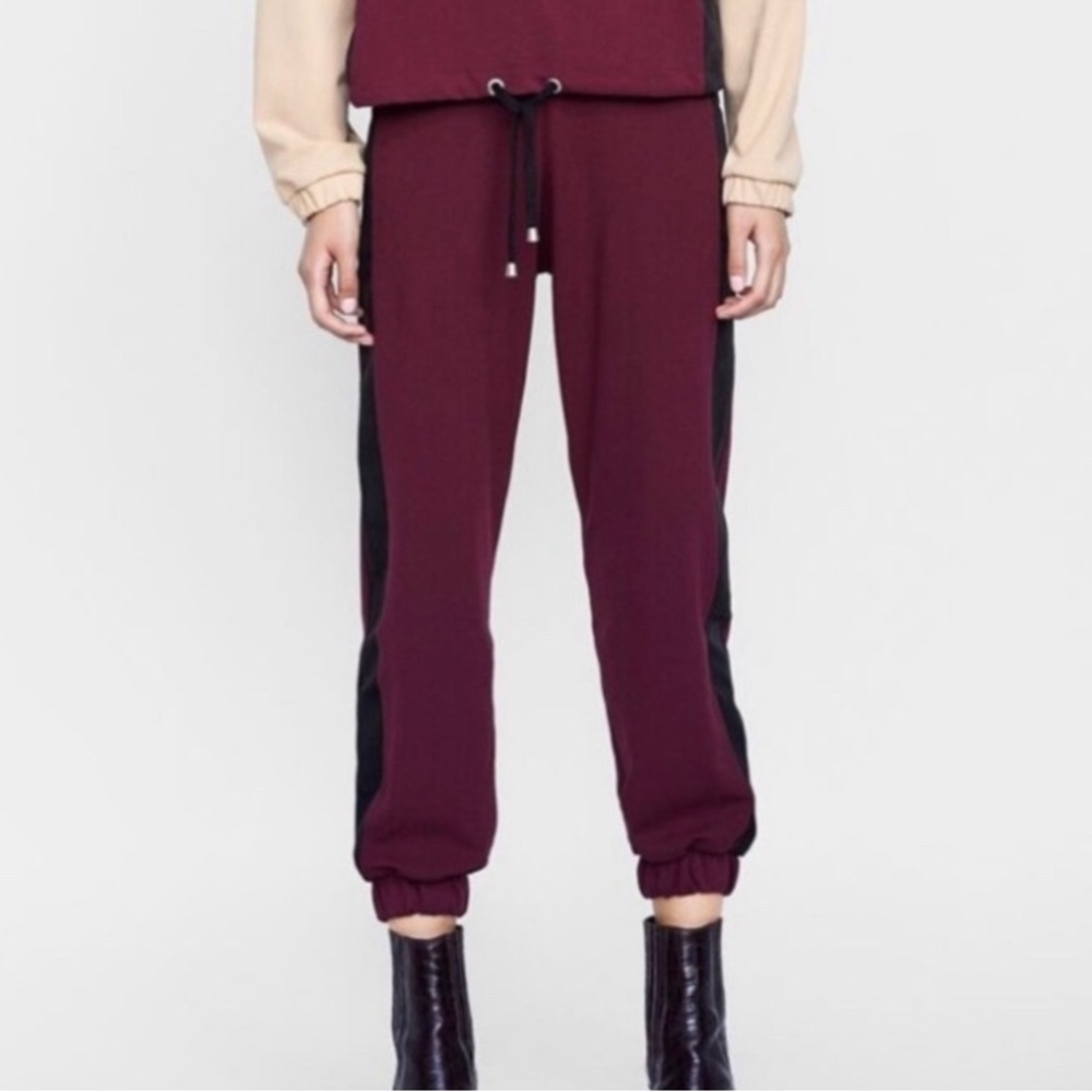 Zara High Waisted Side Stripe Retro Joggers Medium NWT